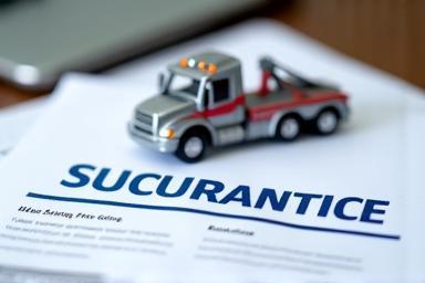 Image representing insurance documents and a tow truck