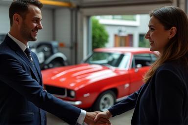 Keys being handed over, car looking like new